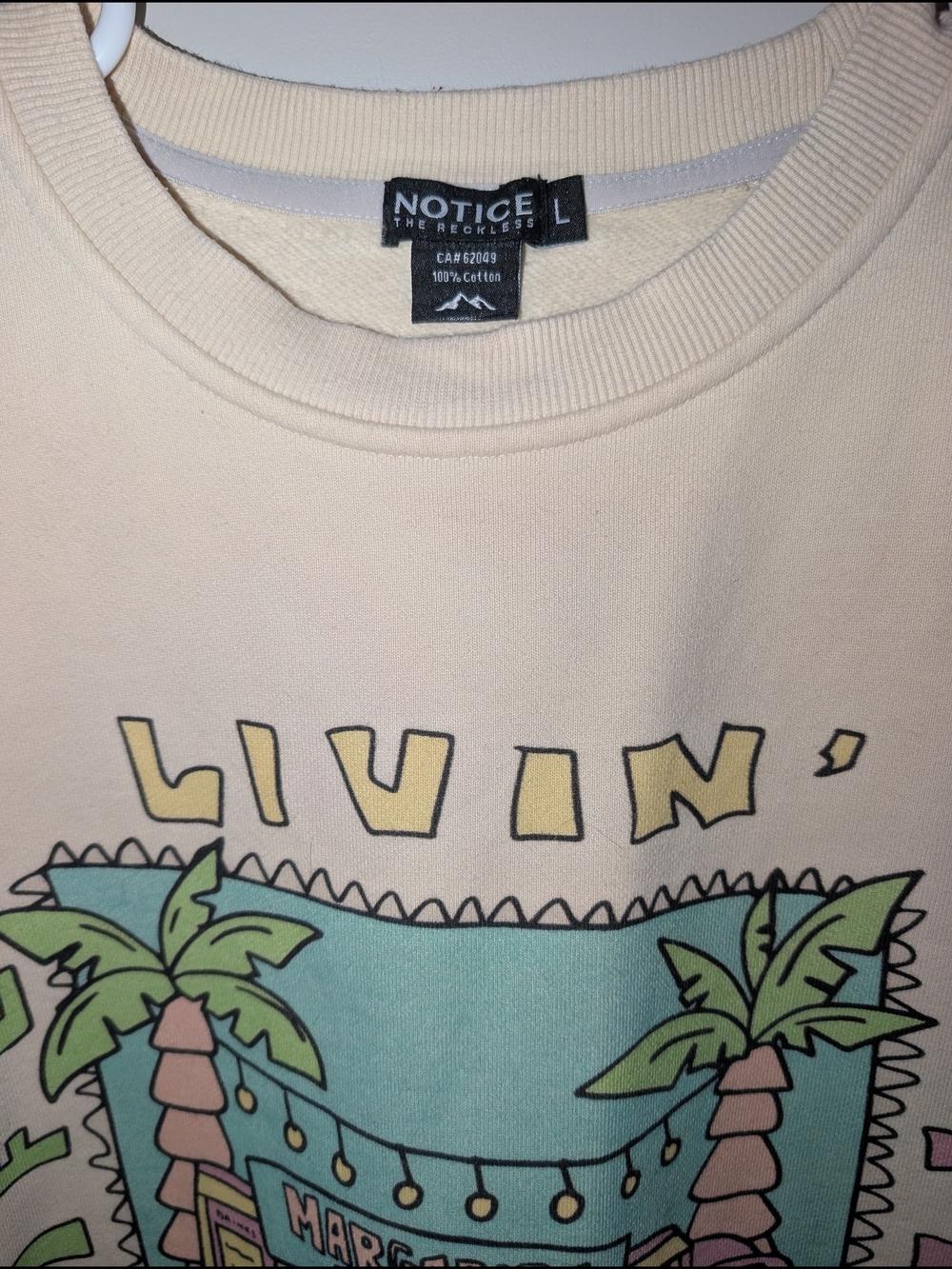 NOTICE Cream Graphic Crewneck Sweatshirt - Livin' the Good - Picture 3 of 3